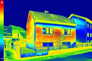 Infrared thermovision image showing lack of thermal insulation on House